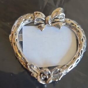 Silver Heart-Shaped Brooch with Picture Inser Silver Cute